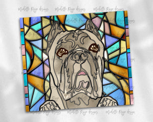 Cane Corso Fawn Dog Stained Glass