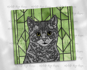 Gray Cat Stained Glass