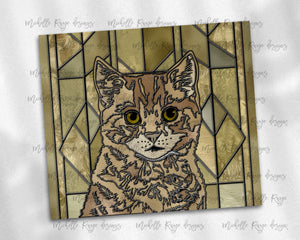 Red Tan Cat Stained Glass