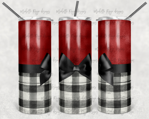 Christmas Bow Farmhouse Plaid and Red Foil