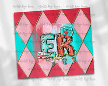 Load image into Gallery viewer, Christmas ER Nurse on Red Pink Teal and Gold Argyle Plaid