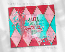 Load image into Gallery viewer, Lit as a Christmas Tree on Red Pink Teal and Gold Argyle Plaid