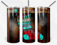 Load image into Gallery viewer, Christmas Stocking Fireplace Scene Stained Glass