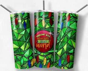 Someone with Autism Lights Up My World Christmas Lights Stained Glass