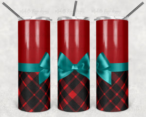 Christmas Bow Red and Teal Plaid