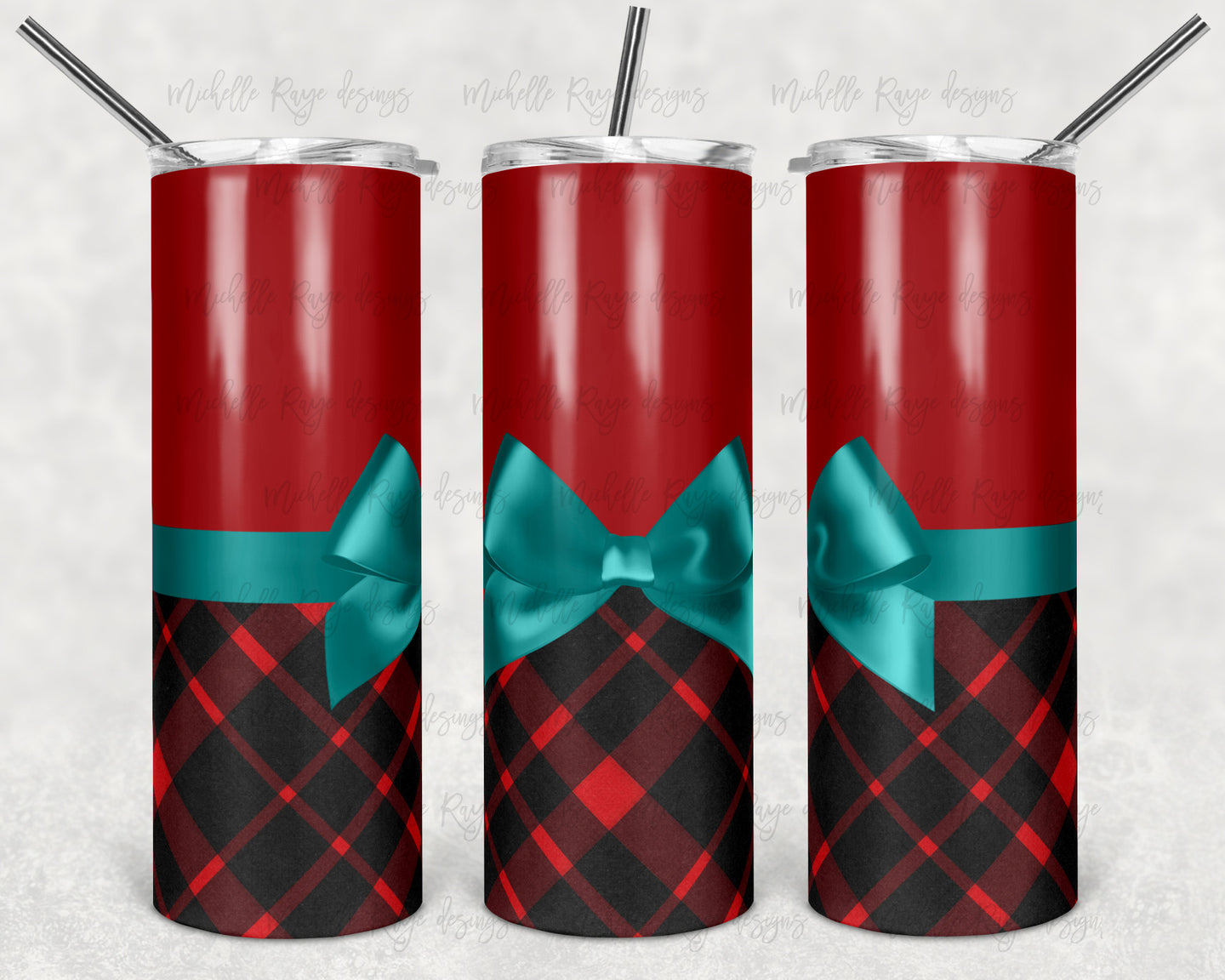 Christmas Bow Red and Teal Plaid