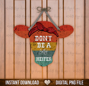 Multicolor Distressed Cow "Don't be a Salty Heifer" for 16.5-inch Wide Door Hanger