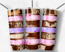 Load image into Gallery viewer, Cowhide Leopard Print Pink and Purple Marble Stripes