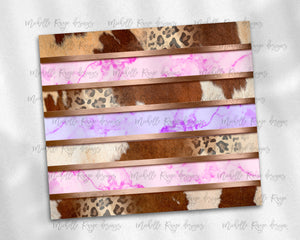 Cowhide Leopard Print Pink and Purple Marble Stripes