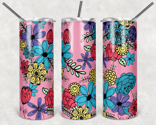 Pink Spring Doodle Flowers