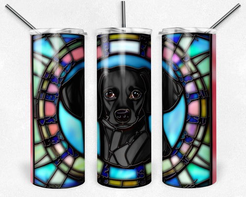 Dachshund Black Dog Stained Glass