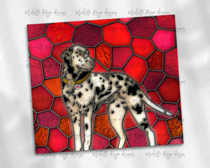 Dalmatian Dog with either Brown or Blue Eyes Stained Glass