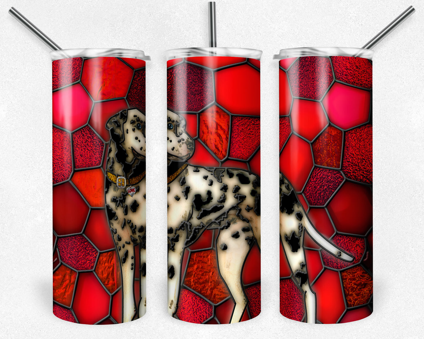 Dalmatian Dog with either Brown or Blue Eyes Stained Glass