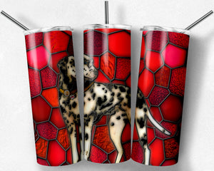 Dalmatian Dog with either Brown or Blue Eyes Stained Glass