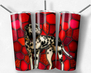 Dalmatian Dog with Brown Eyes Stained Glass