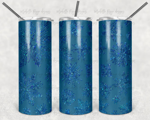 Dark Teal Holographic Snowflakes