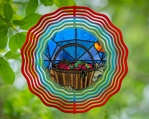 Fall Apple Basket and Falling Leaves Stained Glass Wind Spinner 10