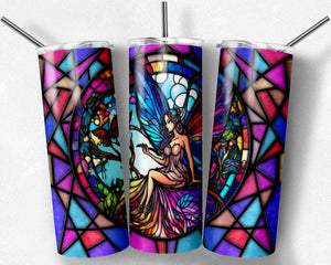 Fairy Brightly Colored with Butterfly Stained Glass