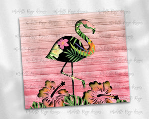 Tropical Floral Flamingo Wood Peekaboo