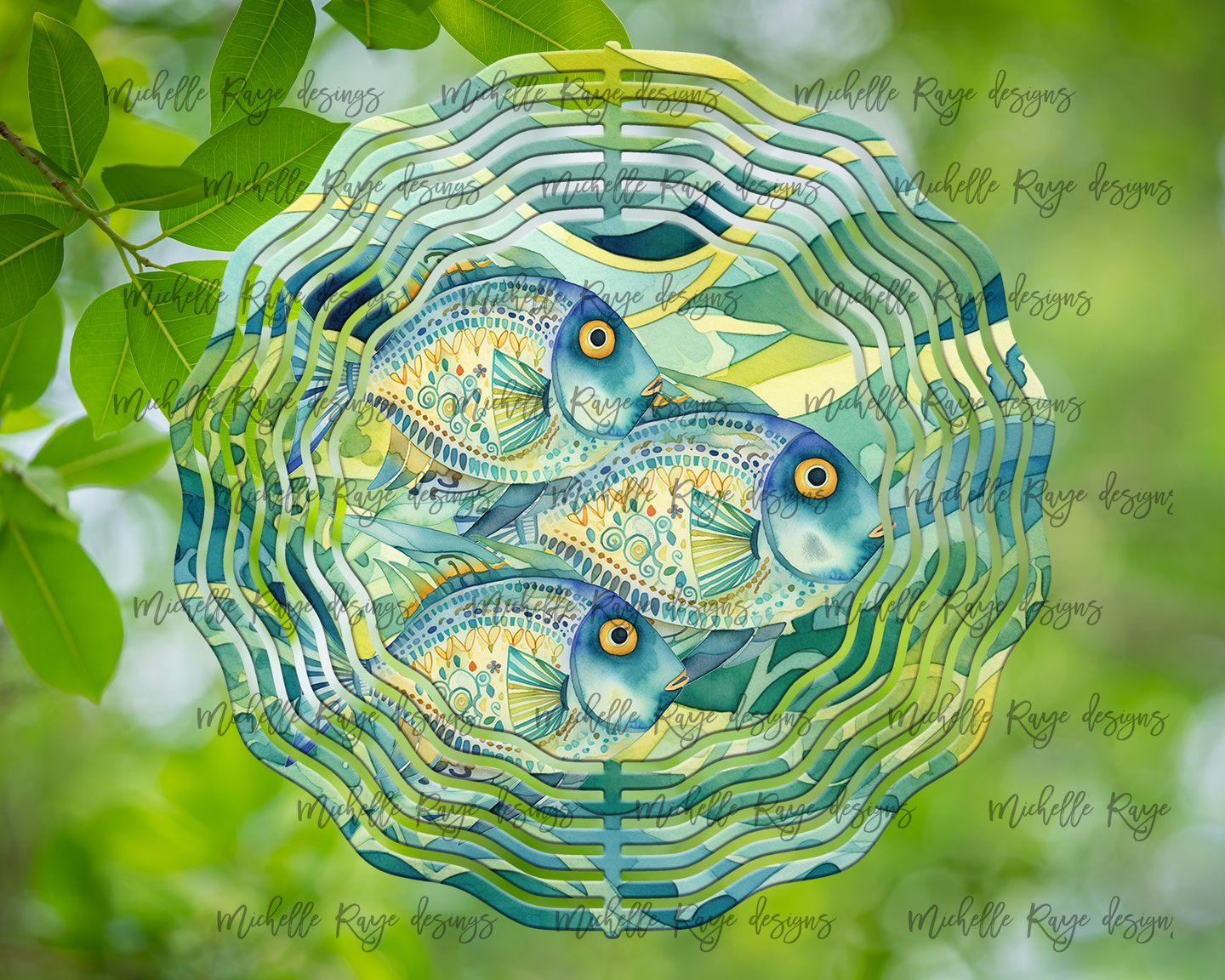 Tropical Fish Folk Art Design Wind Spinner