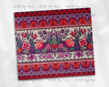 Load image into Gallery viewer, Purple and Pink Knitted Flowers Folk Art Design