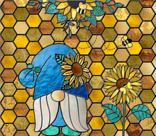 Load image into Gallery viewer, Gnome Bee, &amp; SunflowerStained Glass