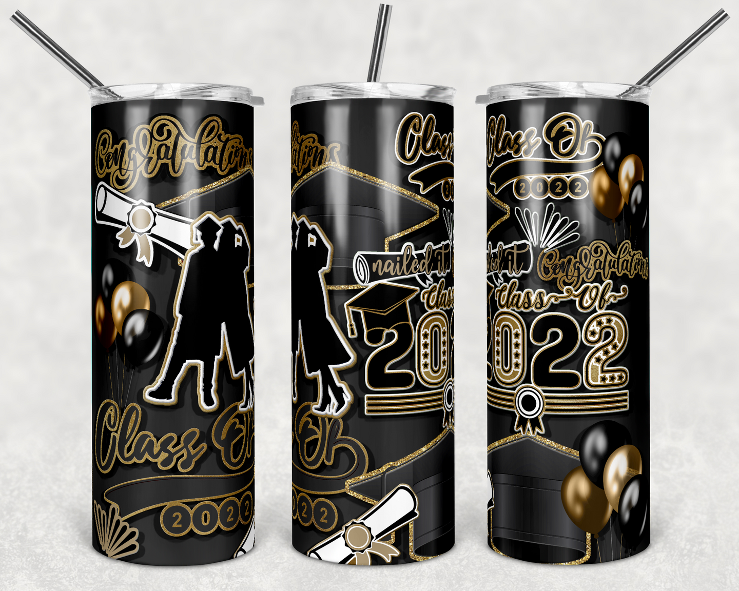 Black and Gold 2022 Graduation Burst