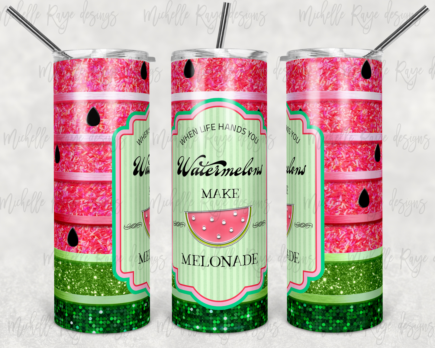 Glitter Watermelon Stripes 