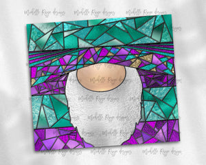 Purple and Teal Mosaic Sweater Gnome Stained Glass