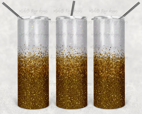 White and Gold Ombre Glitter