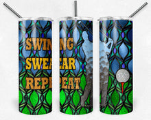 Load image into Gallery viewer, Golf Stained Glass Man Swing Swear Repeat