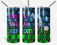 Load image into Gallery viewer, Golf Stained Glass woman Swing Swear Repeat