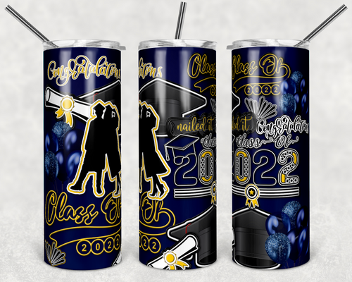 Navy  Blue and Yellow Gold 2022 Graduation Burst