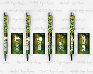 2023 Graduation Green and Yellow Pen Wraps Set 3