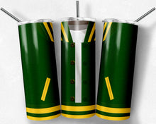 Load image into Gallery viewer, Boys Varsity Jacket Green and Yellow Gold African American