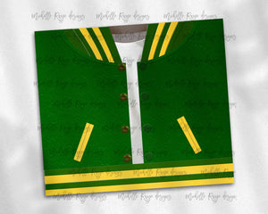 Boys Varsity Jacket Green and Yellow Gold African American