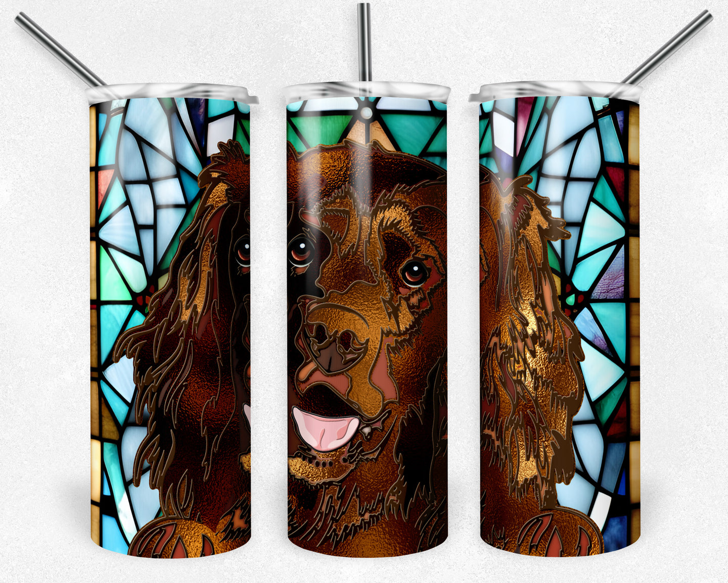 Irish Setter Dog Stained Glass