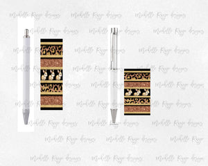 Easter Bunnies on Rose Gold-Black-Leopard Print Pen Wraps in Two Sizes