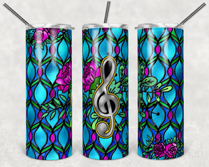 Floral Music Note Stained Glass