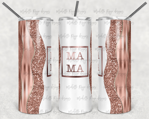 Mama Mini Rose Gold - Kids Flip Cup, 15oz Skinny Tumbler, 20 Oz Skinny Tumbler Design