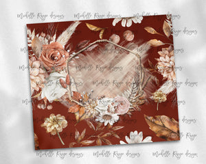 Boho burgandy  Floral Frame Blank