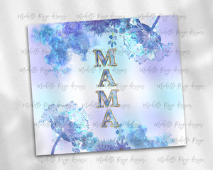 Purple and Teal Watercolor Flowers Mama
