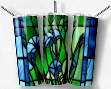 Load image into Gallery viewer, Morning Glory Blue Lime Stained Glass