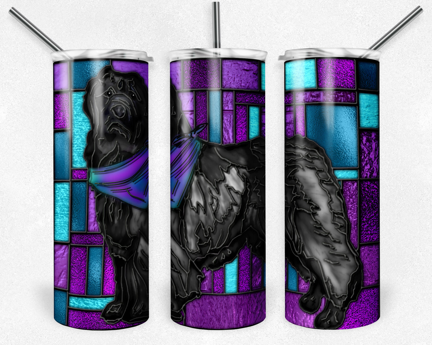 Newfoundland Dog Stained Glass