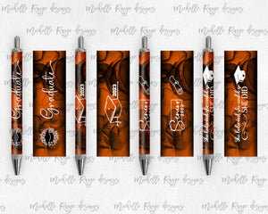 2023 Graduation Orange and Black Pen Wraps Set 1