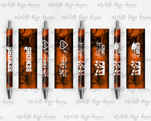 2023 Graduation Orange and Black Pen Wraps Set 4