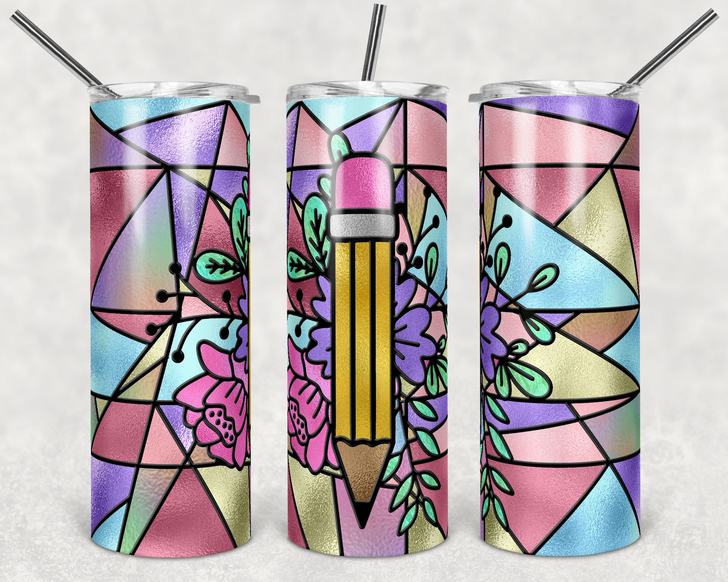 Floral Pencil Stained Glass