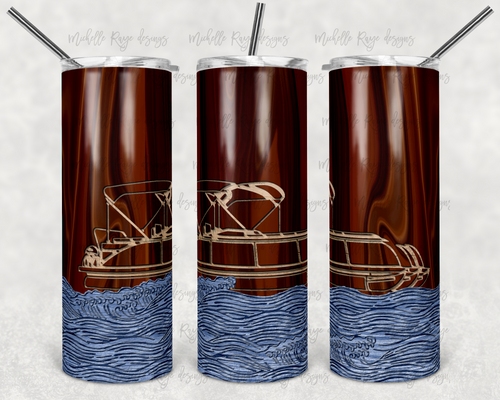 Wood Grain Pontoon Boat