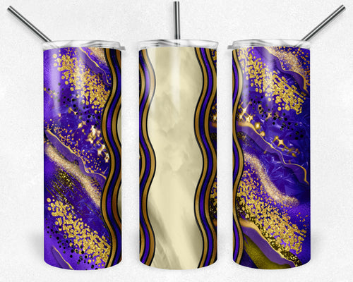 Purple and Gold Milky Way with Stained Glass Border Blank