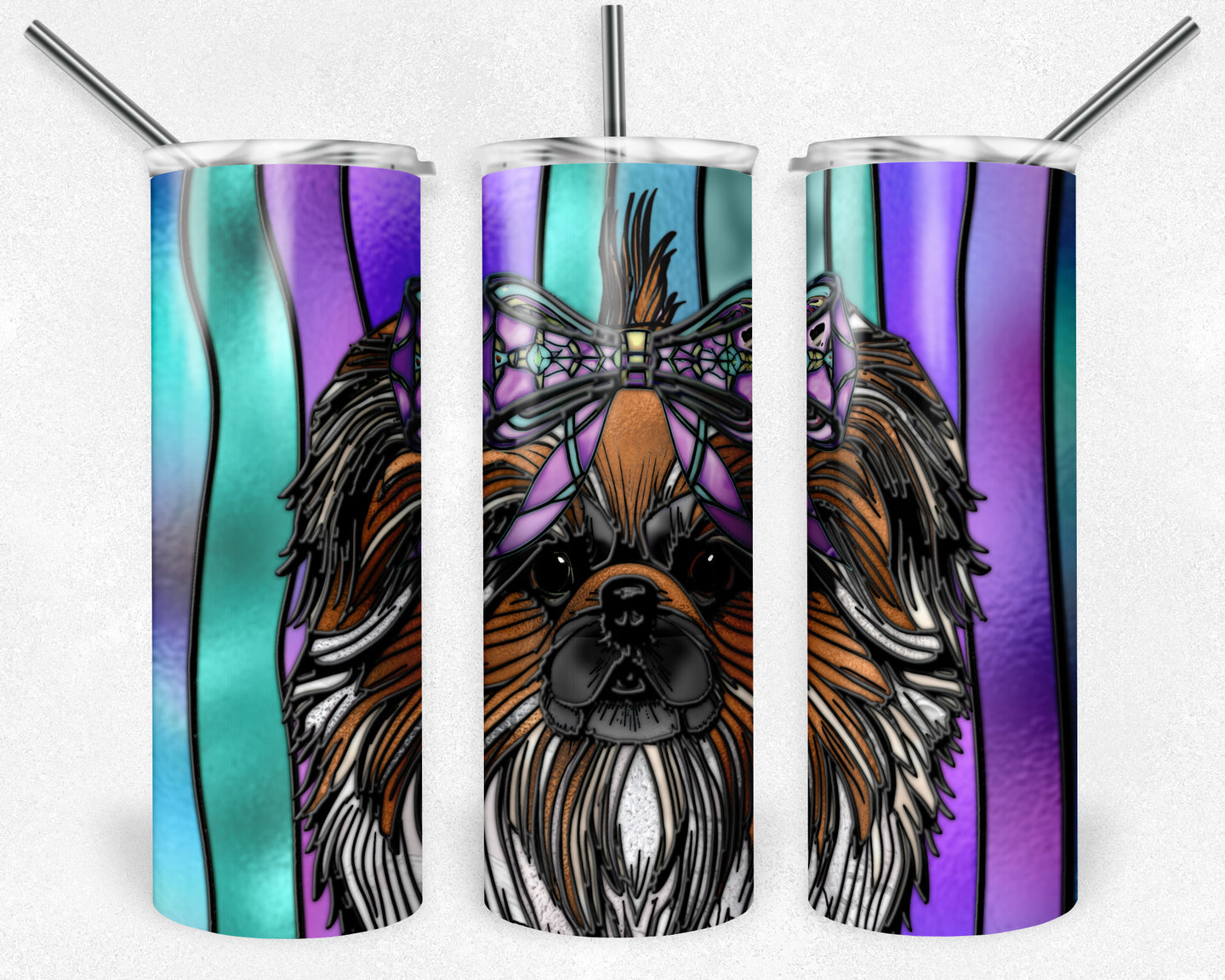 Pekinese Dog Stained Glass